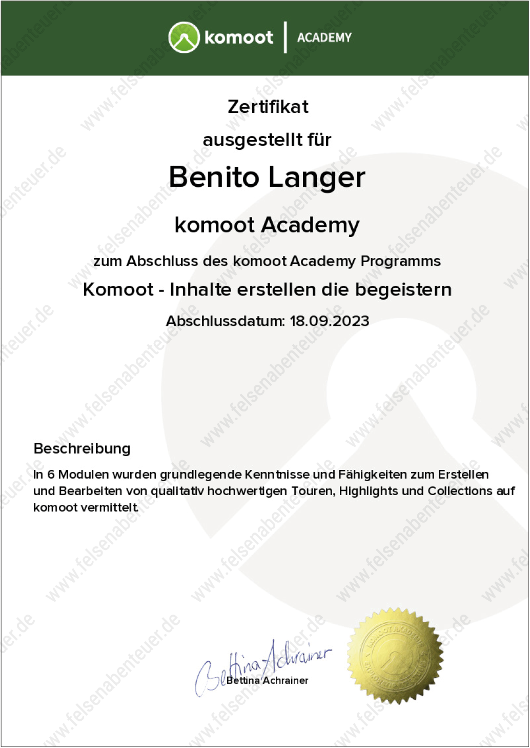 Komoot-Zertifikat: Inhalter erstellen die begeistern